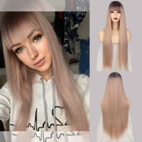 Women's Fashion Grey Red Black Casual High Temperature Wire Long Straight Hair Wigs sku image 3