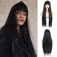 Women's Fashion Grey Red Black Casual High Temperature Wire Long Straight Hair Wigs sku image 7