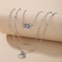 Vintage Style Flower Shell Alloy Women's Layered Necklaces 1 Piece sku image 1