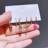 Yakemiyou Romantic Dog Heart Shape Copper Inlay Zircon Dangling Earrings 6 Pieces main image 6