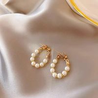 Fashion Geometric Copper Beaded Plating Inlay Pearl Zircon Earrings Ear Studs 1 Pair main image 4