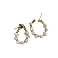 Fashion Geometric Copper Beaded Plating Inlay Pearl Zircon Earrings Ear Studs 1 Pair main image 2