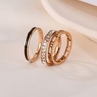 Fashion Letter Stainless Steel Inlay Rhinestones Rings 1 Piece main image 4