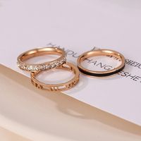 Fashion Letter Stainless Steel Inlay Rhinestones Rings 1 Piece main image 5
