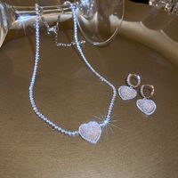 Shiny Heart Shape Copper Inlay Zircon Necklace 1 Piece main image 4