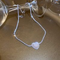 Shiny Heart Shape Copper Inlay Zircon Necklace 1 Piece main image 2