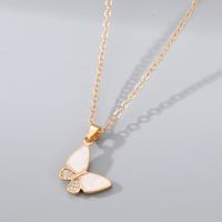 Fashion Moon Butterfly Alloy Inlay Rhinestones Shell Women's Pendant Necklace 1 Piece sku image 1