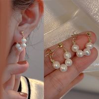 Fashion Heart Shape Flower Copper Beaded Plating Inlay Pearl Zircon Earrings Ear Studs 1 Pair sku image 7
