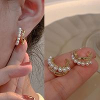 Fashion Heart Shape Flower Copper Beaded Plating Inlay Pearl Zircon Earrings Ear Studs 1 Pair sku image 6
