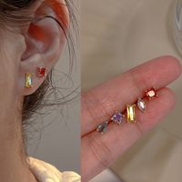 Fashion Heart Shape Flower Copper Beaded Plating Inlay Pearl Zircon Earrings Ear Studs 1 Pair sku image 10