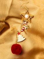 Cute Pentagram Christmas Tree Alloy Asymmetrical Pearl Women's Drop Earrings 1 Pair main image 5