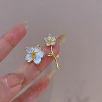 Sweet Heart Shape Flower Copper Plating Inlay Pearl Zircon Drop Earrings Ear Studs 1 Pair main image 5