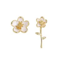 Sweet Heart Shape Flower Copper Plating Inlay Pearl Zircon Drop Earrings Ear Studs 1 Pair main image 4