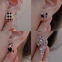 Sweet Heart Shape Flower Copper Plating Inlay Pearl Zircon Drop Earrings Ear Studs 1 Pair main image 3