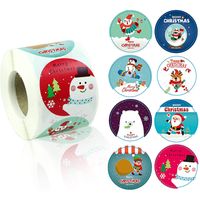 Cartoon Cute Snowman Elk Christmas Sticker Gift Tag Sticker sku image 1