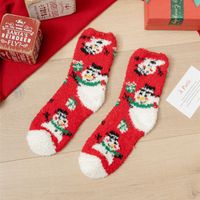 Women's Cute Santa Claus Gingerbread Snowman Spandex Polyester Jacquard Ankle Socks sku image 1