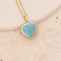 Fashion Water Droplets Heart Shape Butterfly Copper Plating Inlay Zircon Pendant Necklace 1 Piece main image 8