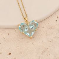 Fashion Water Droplets Heart Shape Butterfly Copper Plating Inlay Zircon Pendant Necklace 1 Piece main image 3