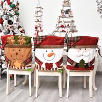 Christmas Fashion Snowman Elk Cloth Family Gathering Chair Cover 1 Piece main image 1
