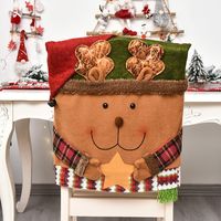 Christmas Fashion Snowman Elk Cloth Family Gathering Chair Cover 1 Piece main image 2