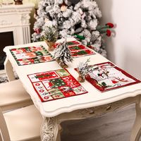 Weihnachten Mode Weihnachtsmann Schneemann Elch Jacquard Stickerei Aus Baumwolle Familientreffen Tischs Ets 1 Stück main image 1