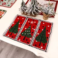 Christmas Fashion Santa Claus Snowman Elk Cotton Chemical Fiber Jacquard Embroidery Family Gathering Placemat 1 Piece sku image 3