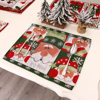 Christmas Fashion Santa Claus Snowman Elk Cotton Chemical Fiber Jacquard Embroidery Family Gathering Placemat 1 Piece sku image 1