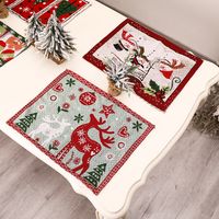 Weihnachten Mode Weihnachtsmann Schneemann Elch Jacquard Stickerei Aus Baumwolle Familientreffen Tischs Ets 1 Stück main image 6