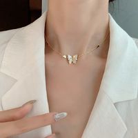 Mode Schmetterling Legierung Überzug Inlay Künstlicher Diamant Frau Halskette Mit Anhänger 1 Stück sku image 35