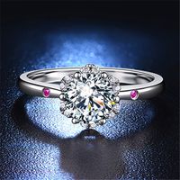 Fashion Round Copper Plating Inlay Artificial Diamond Rings 1 Piece main image 4