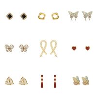 Simple Style Geometric Rhinestone Artificial Gemstones Earrings 1 Pair main image 5