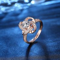 Fashion Round Copper Plating Inlay Artificial Diamond Rings 1 Piece sku image 26