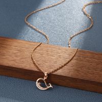 Copper 18K Gold Plated Cute Plating Hollow Out Inlay Whale Zircon Pendant Necklace main image 3