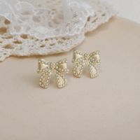 Fashion Bow Knot Alloy Plating Inlay Artificial Gemstones Women's Ear Studs 1 Pair sku image 66