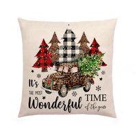 Cute Christmas Tree Santa Claus Letter Linen Pillow Cases sku image 1