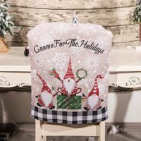 Christmas Fashion Santa Claus Letter Linen Nonwoven Party Chair Cover sku image 1