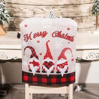 Christmas Fashion Santa Claus Letter Linen Nonwoven Party Chair Cover sku image 2