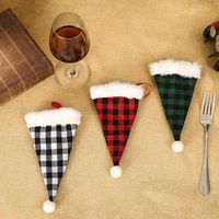 Christmas Fashion Christmas Hat Plaid Cloth Party Tableware Set 1 Piece main image 2