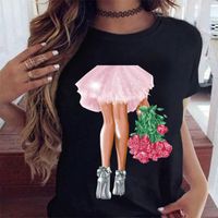Women's T-shirt Short Sleeve T-shirts Printing Casual Flower main image 3