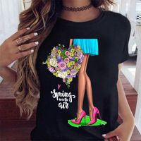 Women's T-shirt Short Sleeve T-shirts Printing Casual Flower main image 5