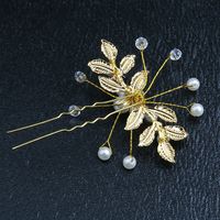 Retro Flower Alloy Handmade Artificial Rhinestones Artificial Pearls Hairpin main image 4