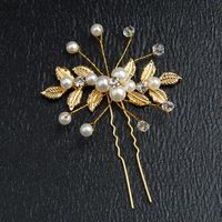 Retro Flower Alloy Handmade Artificial Rhinestones Artificial Pearls Hairpin main image 5