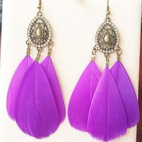 Fashion Hollow Geometric Water Drop Point Drill Feather Drop Earrings Wholesale sku image 4