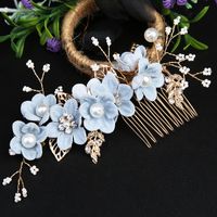 Retro Flower Alloy Handmade Artificial Pearls Hair Combs sku image 13