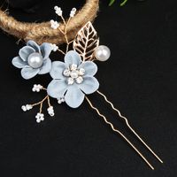 Retro Flower Alloy Handmade Artificial Pearls Hair Combs sku image 5