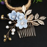 Retro Flower Alloy Handmade Artificial Pearls Hair Combs sku image 9