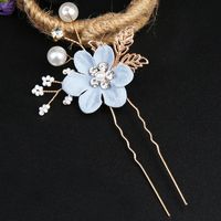 Retro Flower Alloy Handmade Artificial Pearls Hair Combs sku image 1
