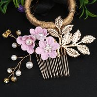 Retro Flower Alloy Handmade Artificial Pearls Hair Combs sku image 12