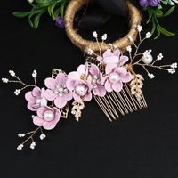 Retro Flower Alloy Handmade Artificial Pearls Hair Combs sku image 16