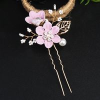 Retro Flower Alloy Handmade Artificial Pearls Hair Combs sku image 8